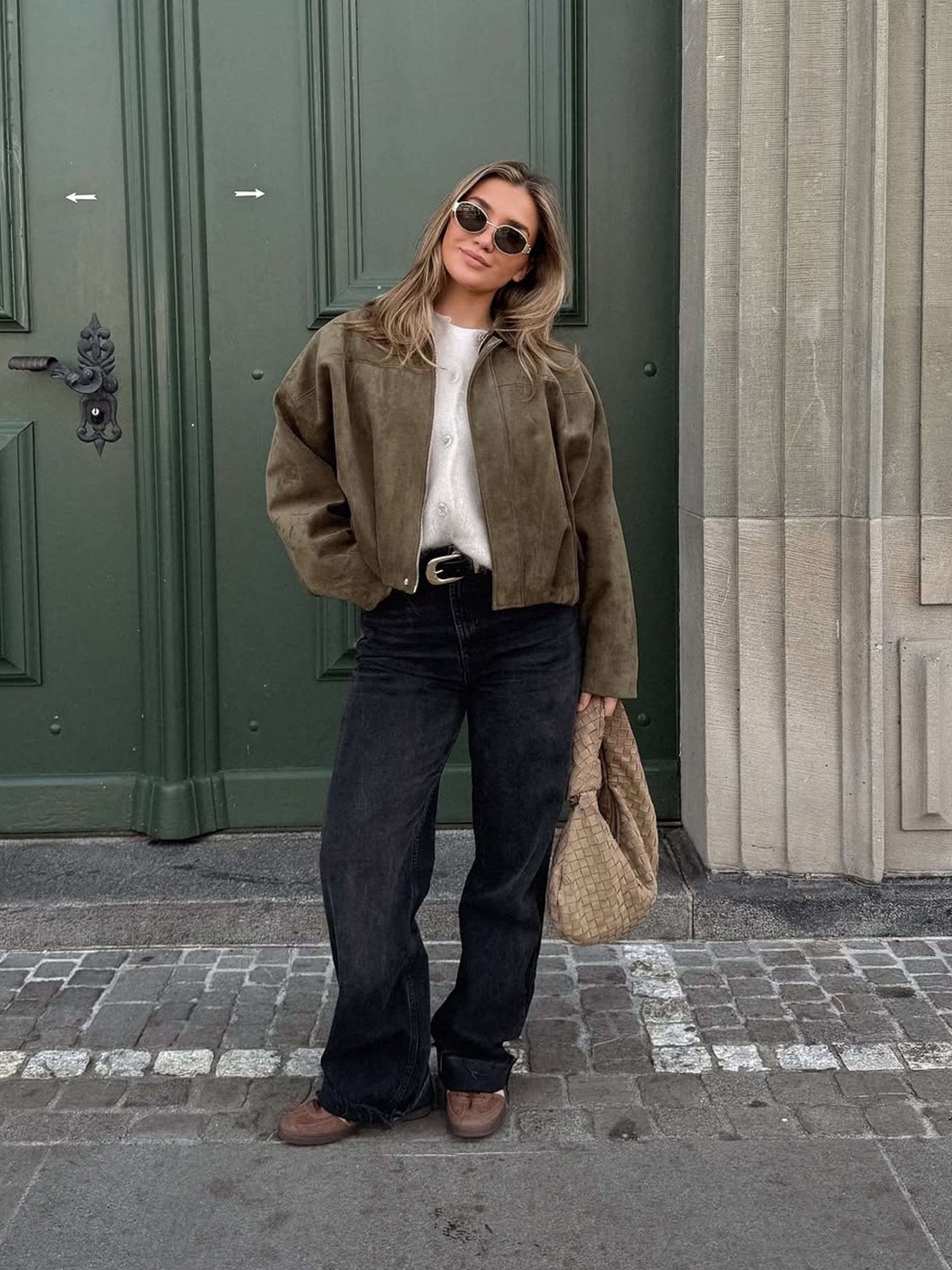 Lara Wildleder Bomberjacke