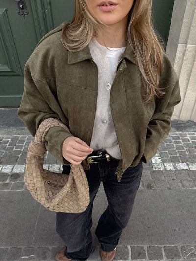 Lara Wildleder Bomberjacke