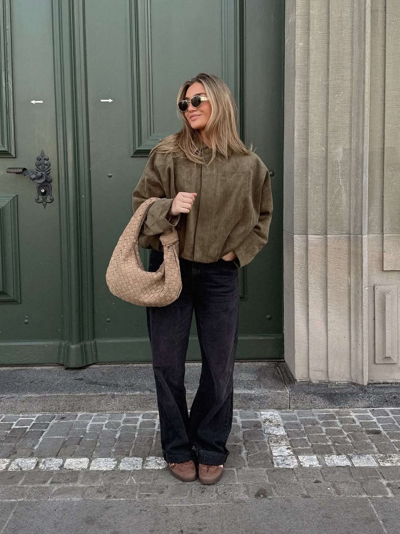 Lara Wildleder Bomberjacke