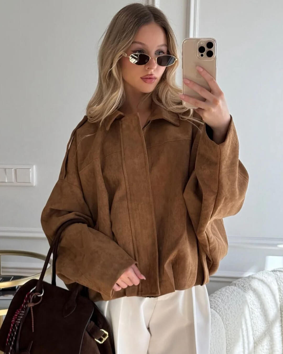 Lara Wildleder Bomberjacke