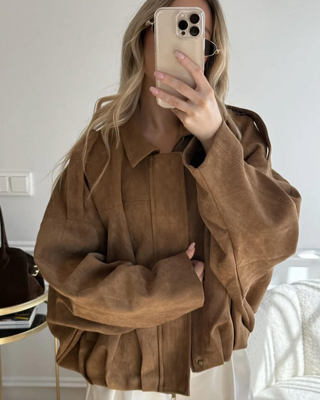 Lara Wildleder Bomberjacke