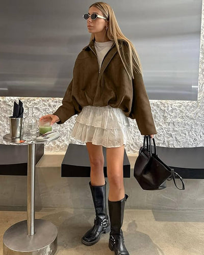 Lara Wildleder Bomberjacke